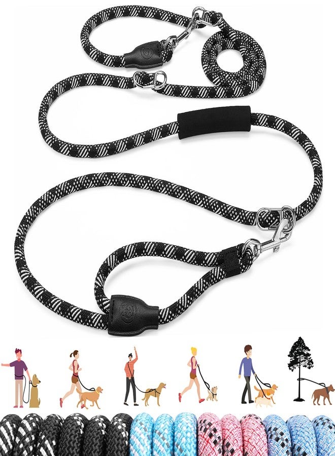 Lukovee Hands Free Dog Leash, 10FT Adjustable Training Lead 1/2 Inch Nylon Heavy Duty Lead No Pull for Large Medium Dogs, Tangle Free Reflective Waist-Leash for Walking Running(Xie-Black, plus Handle) - Image 1